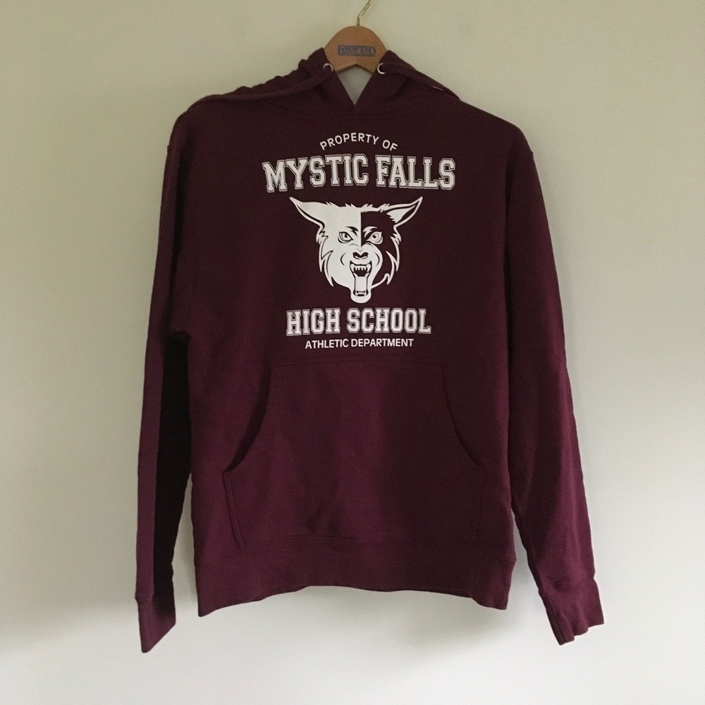 The Vampire Diaries Mystic Falls Timberwolves High School Hoodie Unisex S Maroon